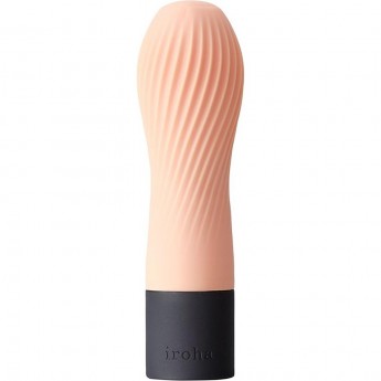 Персиковый рифленый мини-вибратор IROHA ZEN HANACHA - 12,7 см
